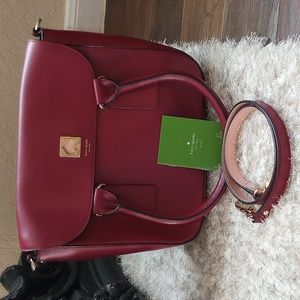 EUC KATE SPADE- LEATHER MAGENTA SATCHEL/CROSSBODY BAG